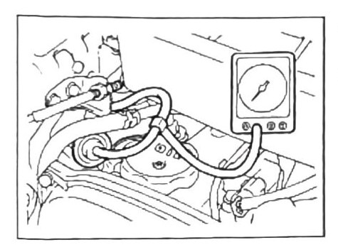 Figure: 3-way vacuum hose adapter and vacuum gauge installation