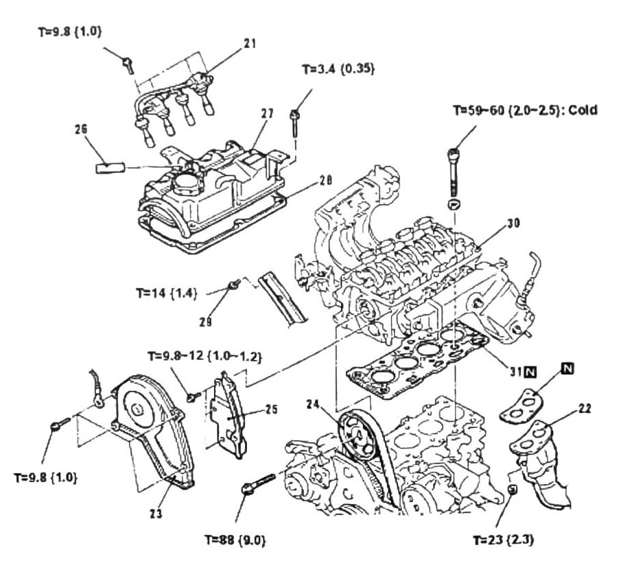 Figure: Mechanical component removal diagram and torque callouts