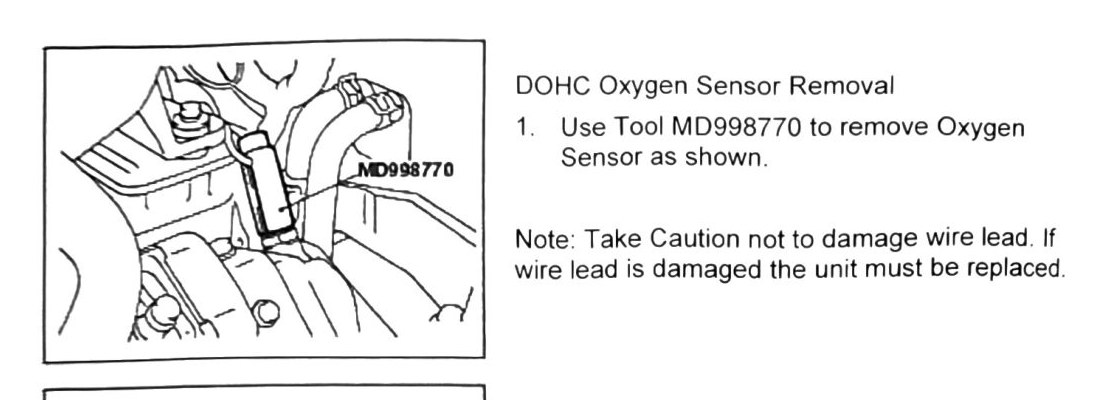 Figure: DOHC oxygen sensor removal using tool MD998770