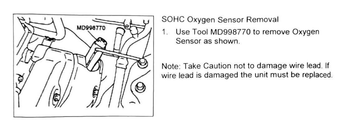 Figure: SOHC oxygen sensor removal using tool MD998770