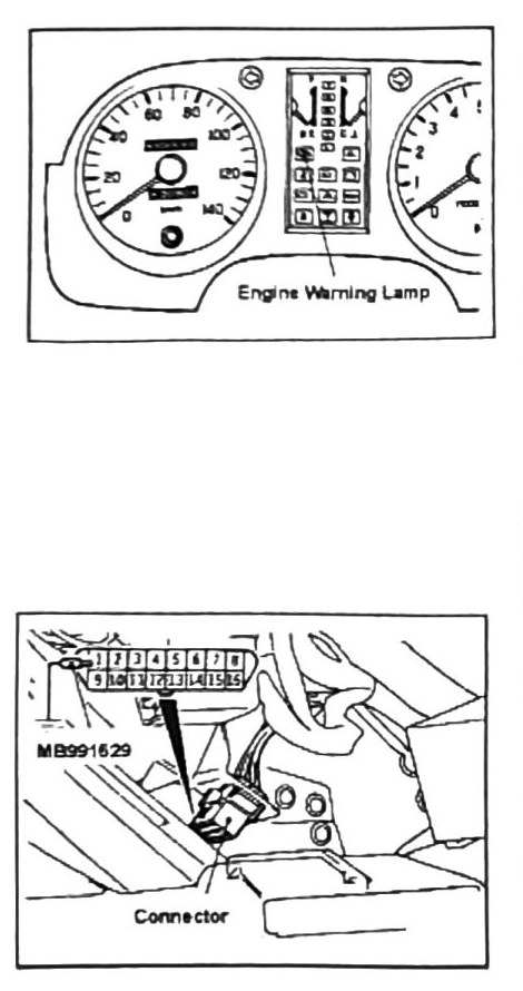 Figure: Engine Warning Lamp location and diagnostic connector