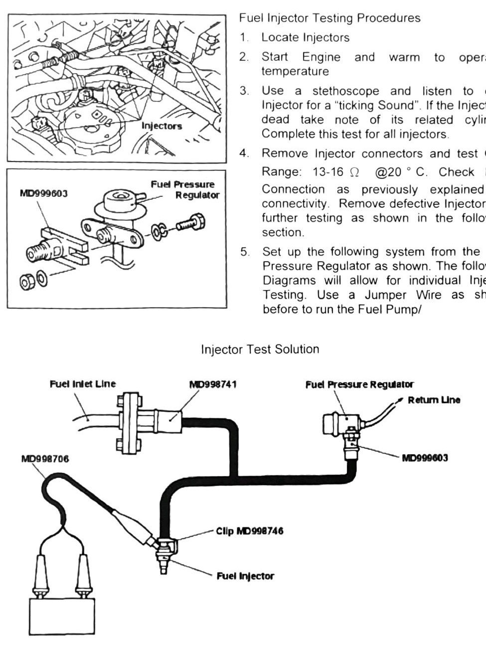 Figure: Fuel Injector testing setup and stethoscope check