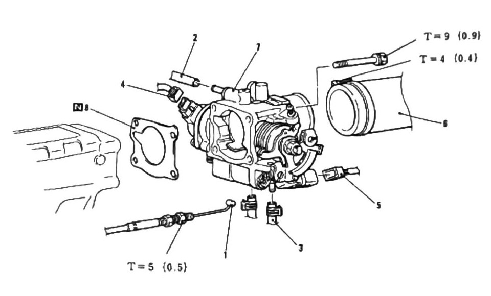 Figure: Throttle Body removal diagram with torque callouts