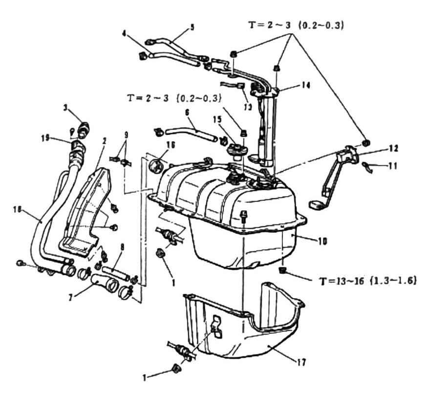 Figure: Fuel Pump-Filter-Tank System, component removal diagram (2 of 2)