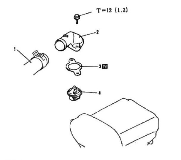 Figure: Thermostat housing, replacement sequence and torque callout