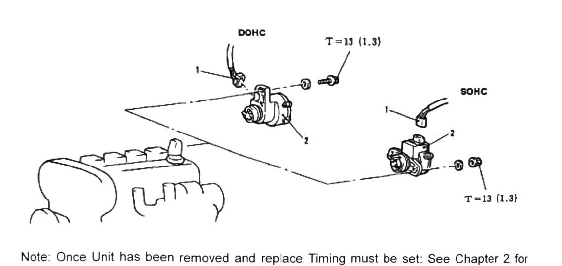 Figure: Crankshaft position sensor removal, retaining bolt torque (DOHC & SOHC)