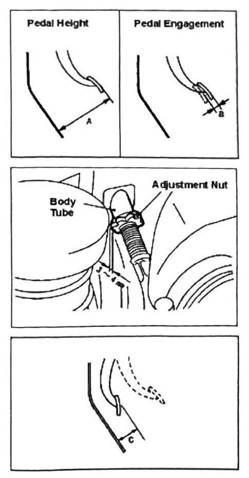 Figure: Clutch pedal height/engagement travel adjustment diagram