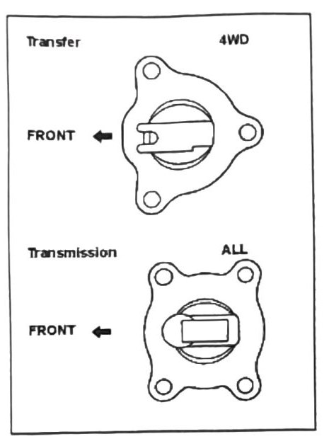 Figure: Transfer stopper plate and transmission stopper plate installation orientation