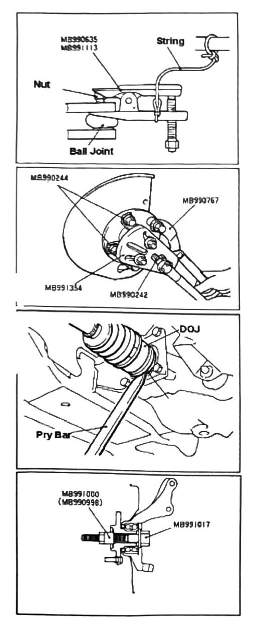 Figure: Tie rod and drive axle removal