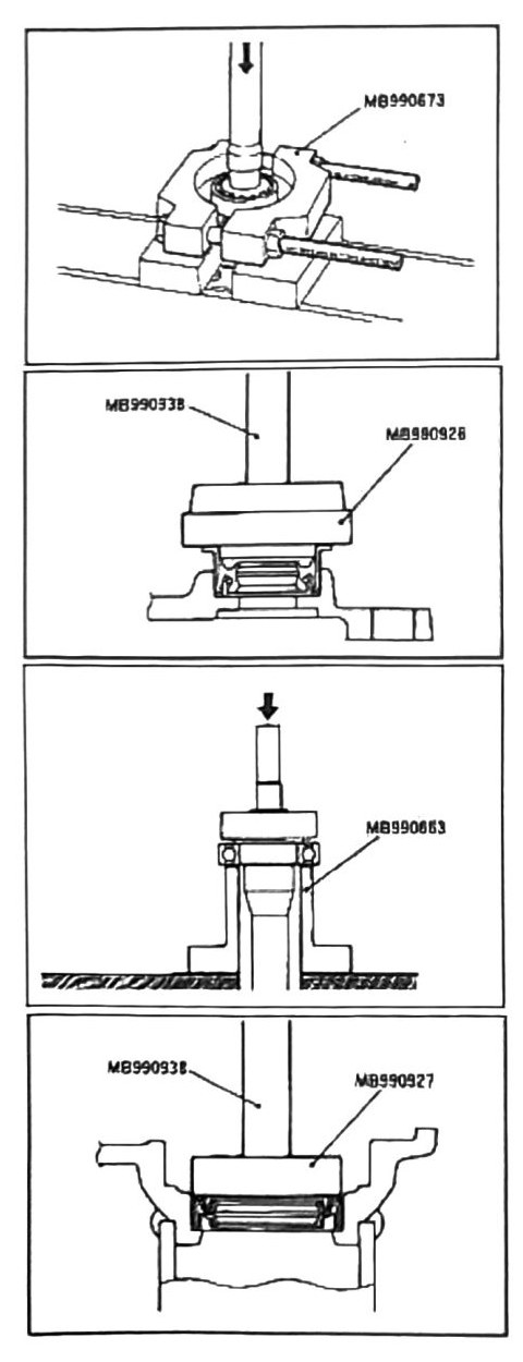 Figure: Bearing removal and oil seal installation, main shaft assembly