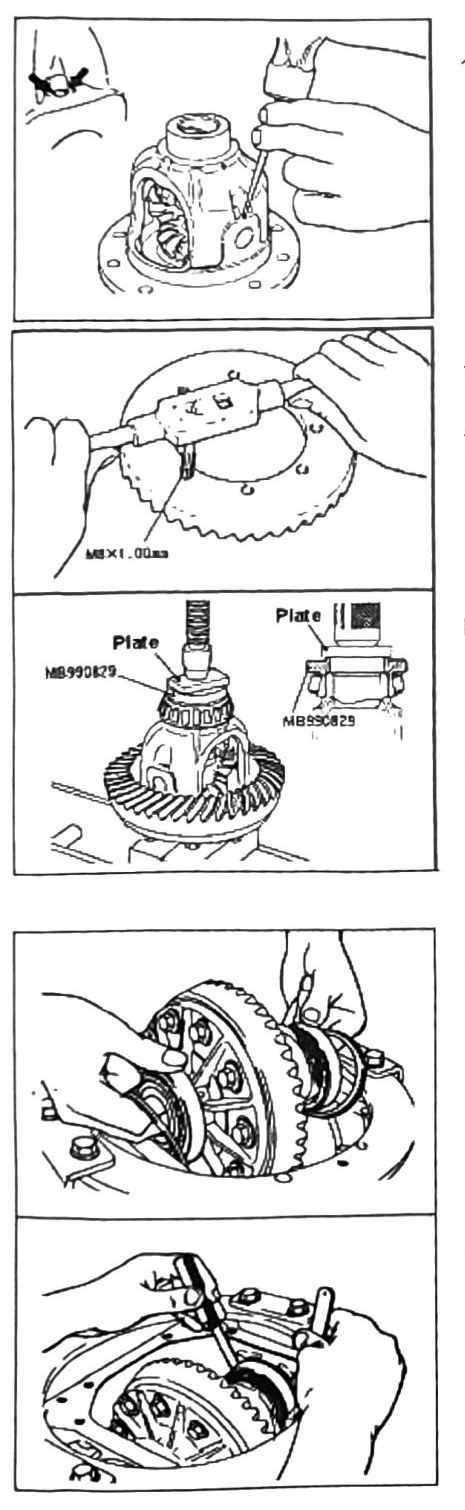 Figure: Pinion lock pin, ring gear attachment, side bearing race pressing