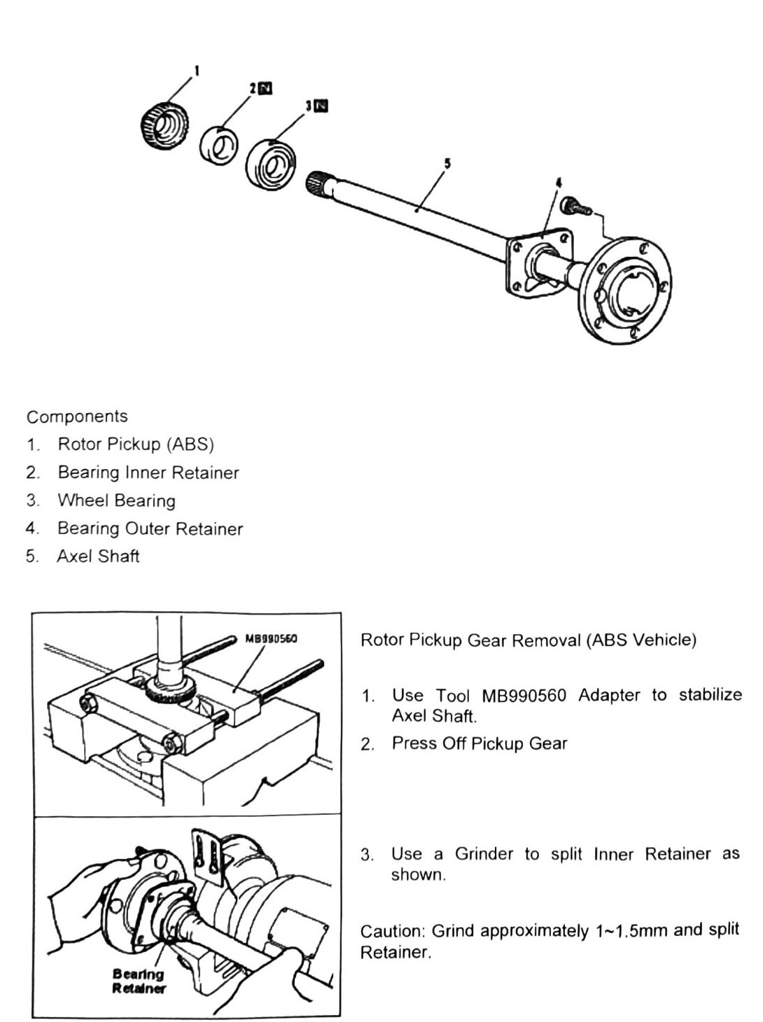 Figure: Rotor pickup gear removal, ABS vehicles