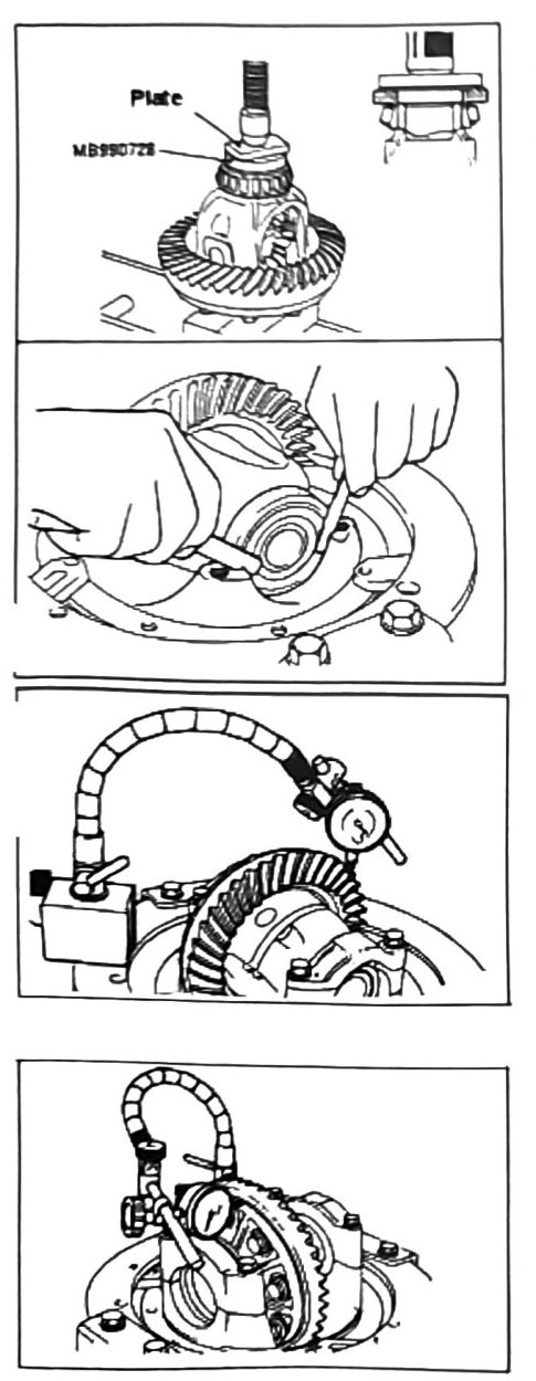 Figure: Side bearing race pressing, side clearance and run-out inspection