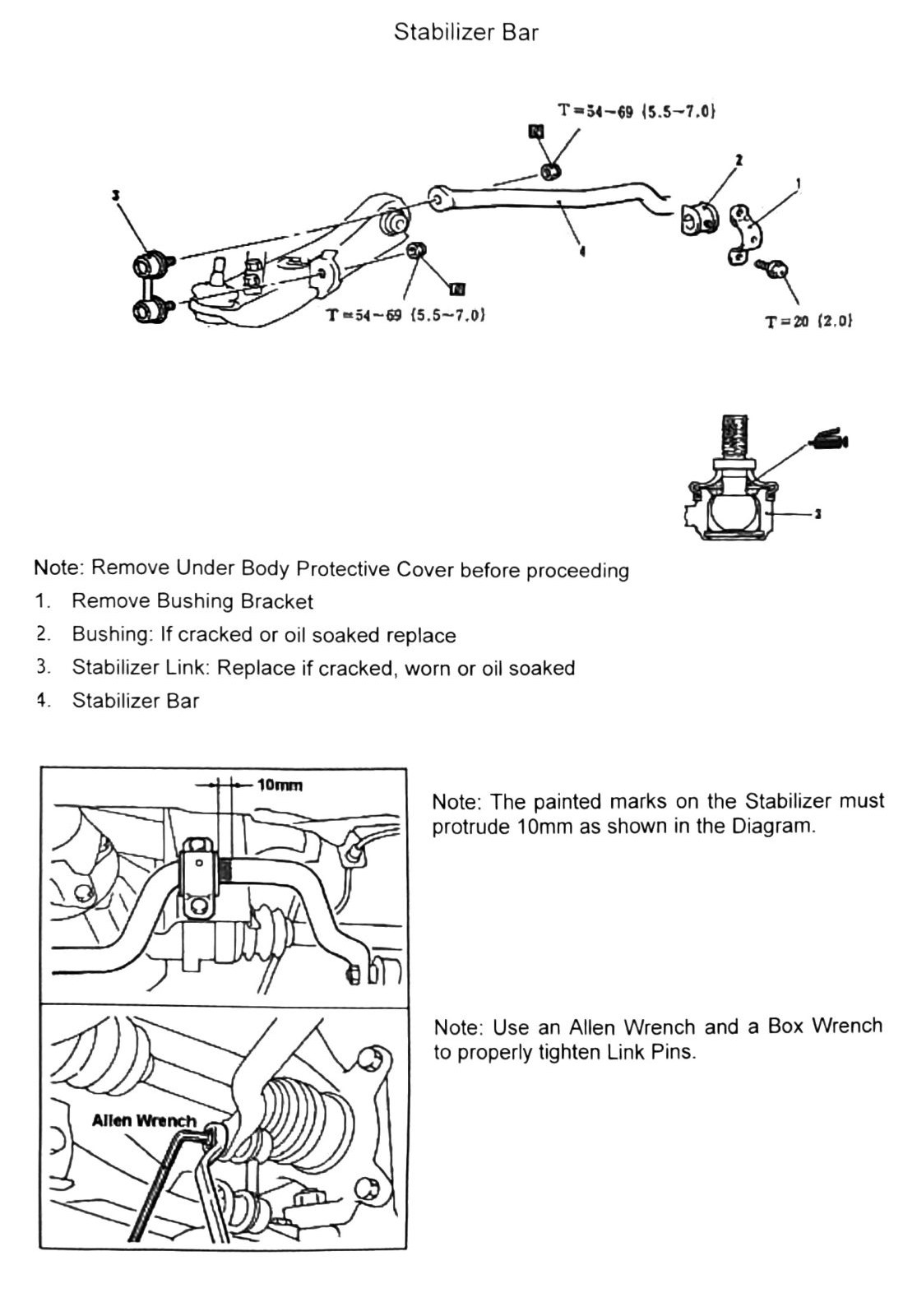 Figure: Stabilizer bar removal and link pin tightening
