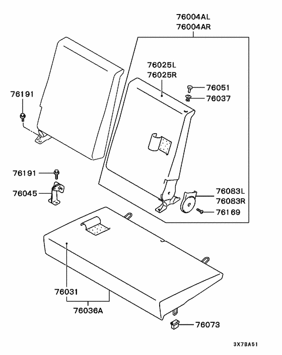 Rear seat parts diagram 7939230