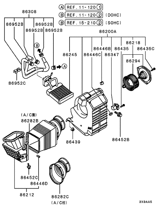 Heater unit & piping parts diagram 7939260