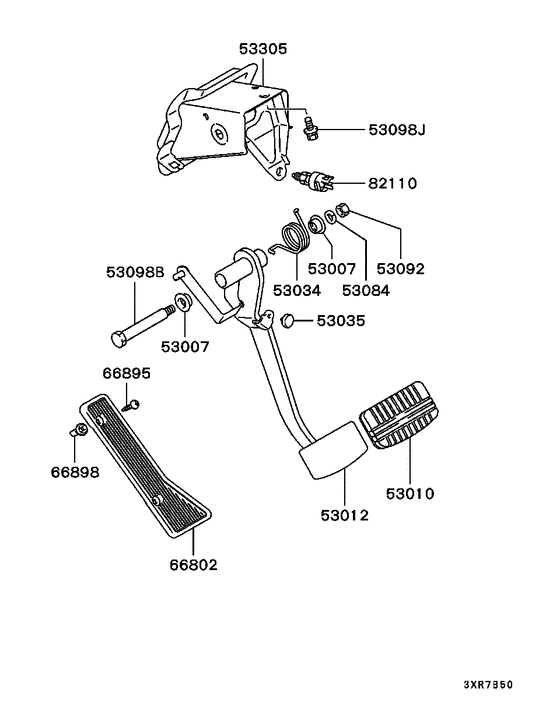 Brake & clutch pedal parts diagram 7939162