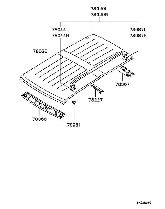 Roof & lid parts diagram 7939192