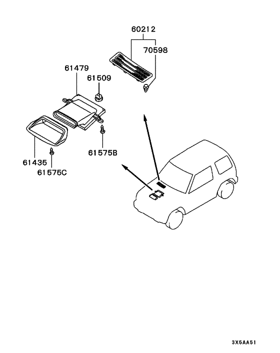 Front garnish & moulding parts diagram 7939209