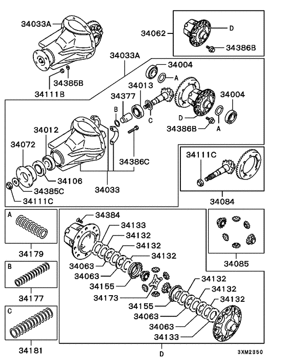 Rear axle differential parts diagram 7939140