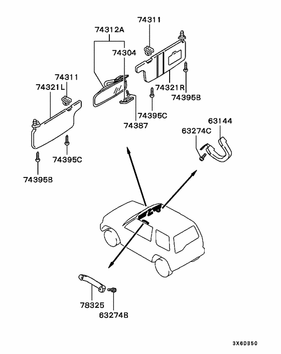 Mirror,grips & sunvisor parts diagram 7939221