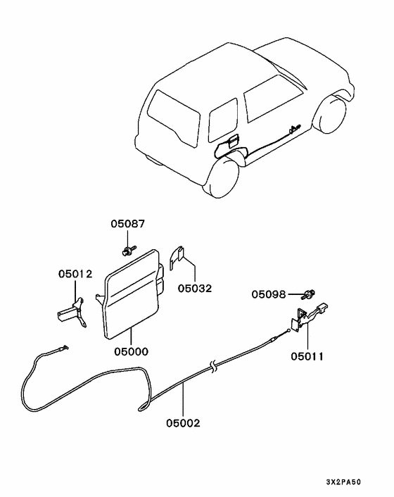 Fuel filler lid & lock parts diagram 7939194