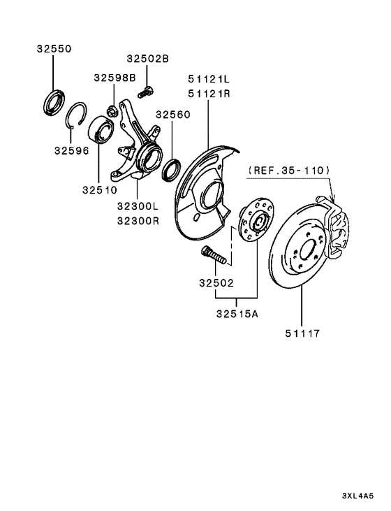 Front axle hub & drum parts diagram 7939137