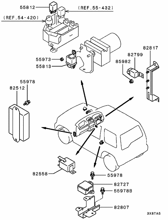 Relay,flasher & sensor parts diagram 7939253