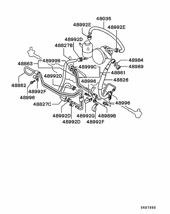 Power steering oil line parts diagram 7939180