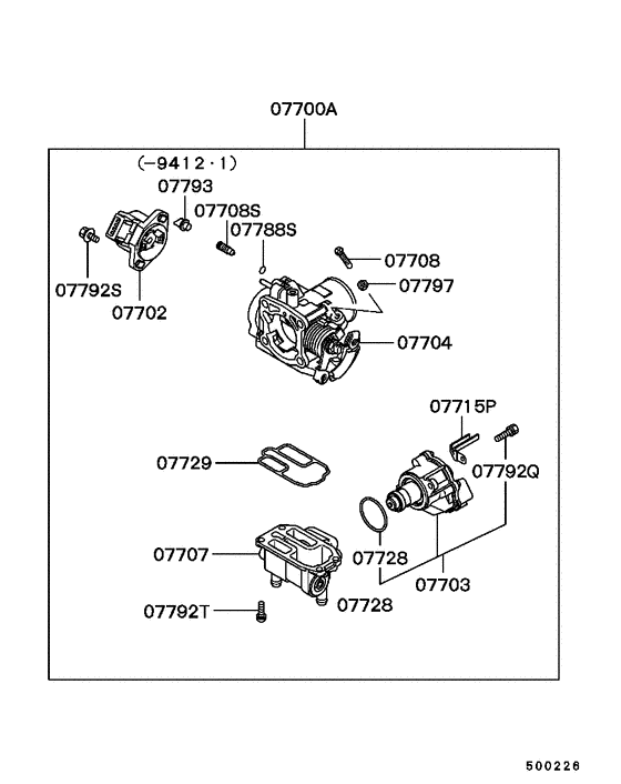 Injector & throttle body parts diagram 7939061