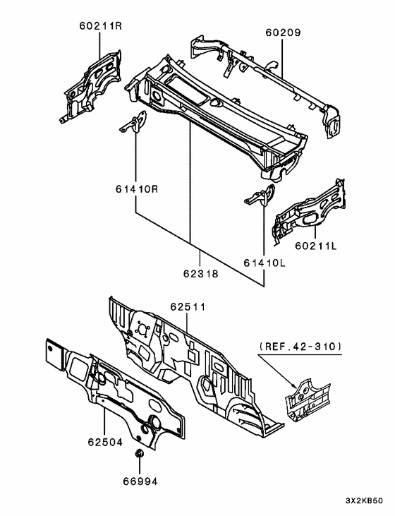 Front deck & insulator parts diagram 7939190