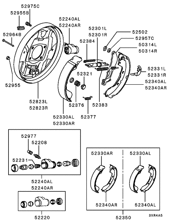 Rear wheel brake parts diagram 7939155