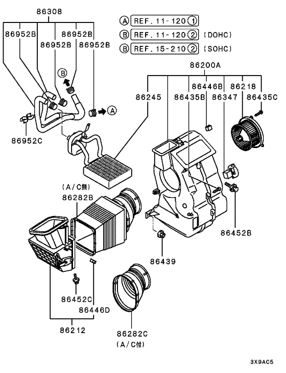 Heater unit & piping parts diagram 7939261