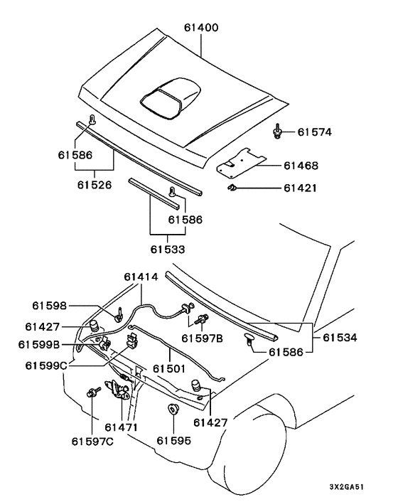 Hood & lock parts diagram 7939187