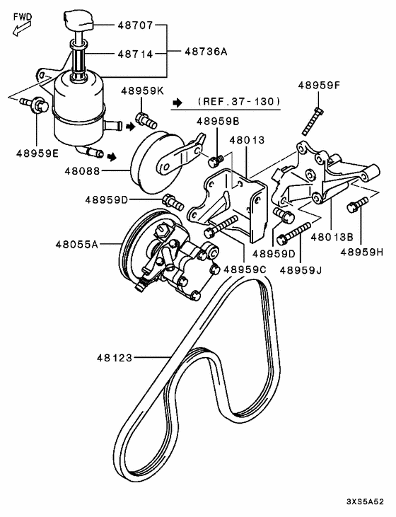 Power steering oil pump parts diagram 7939176