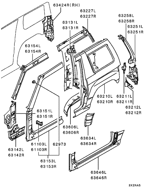 Side structure parts diagram 7939193