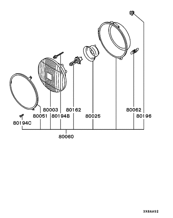 Headlamp parts diagram 7939233