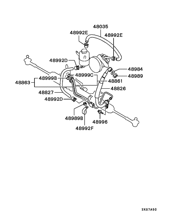 Power steering oil line parts diagram 7939181