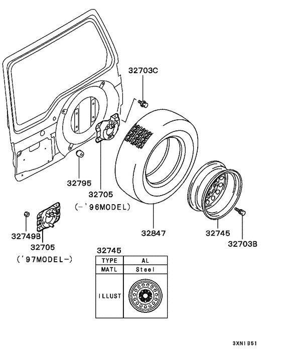 Wheel,tire & cover parts diagram 7939145