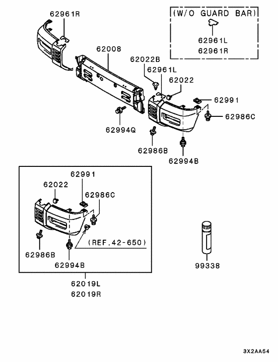 Front bumper & support parts diagram 7939182