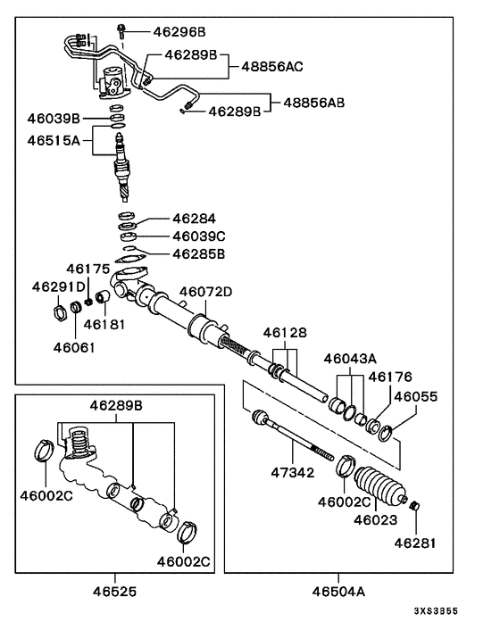 Steering gear parts diagram 7939175