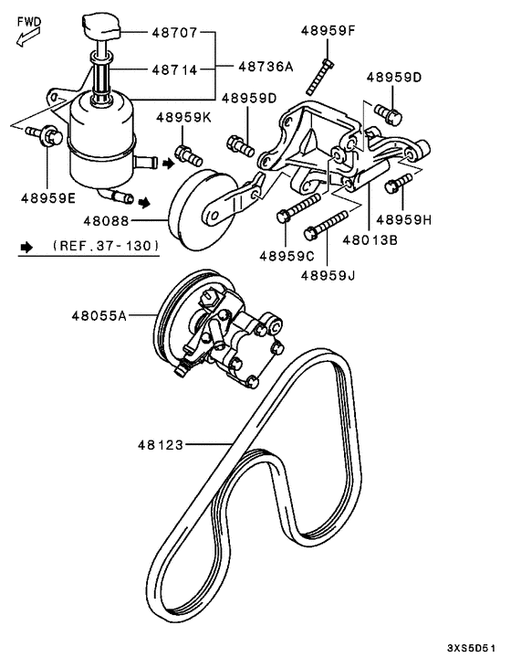 Power steering oil pump parts diagram 7939178