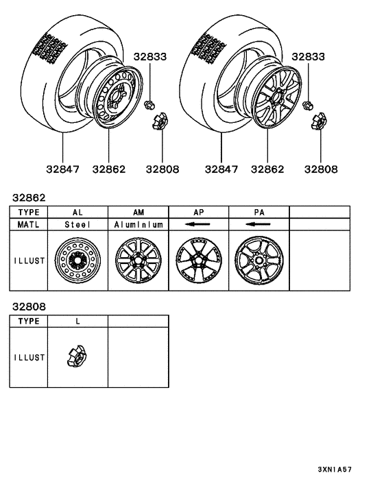 Wheel,tire & cover parts diagram 7939147