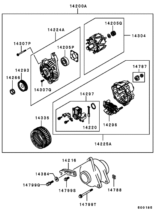 Alternator & vacuum pump parts diagram 7939086