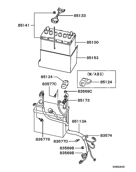 Battery cable & bracket parts diagram 7939254