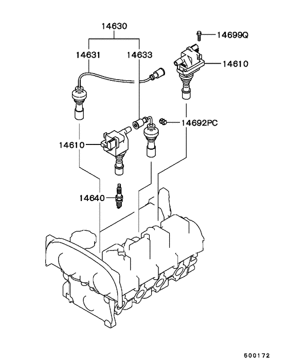 Spark plug,cable & coil parts diagram 7939088