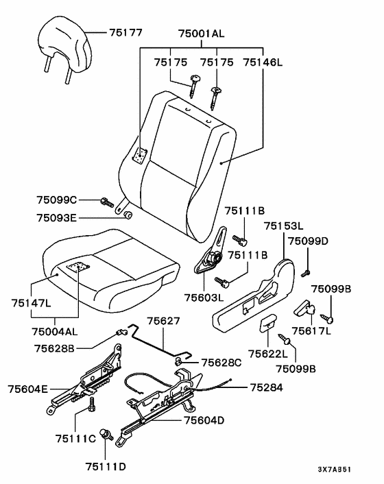Front seat parts diagram 7939229