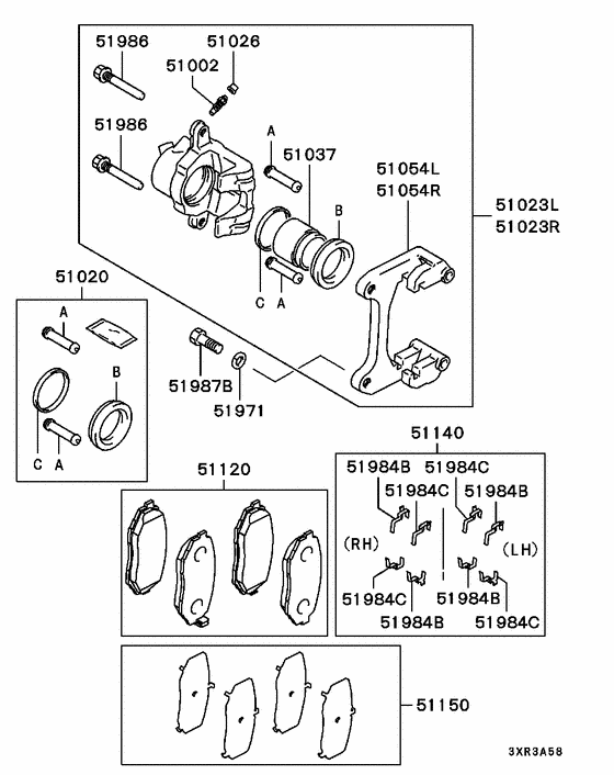 Front wheel brake parts diagram 7939154