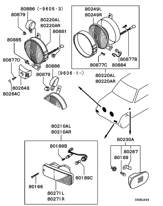 Front exterior lamp parts diagram 7939234