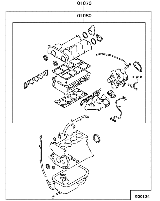 Engine overhaul gasket kit parts diagram 7939037